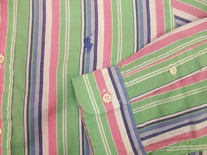 Camisa Oxford Polo Ralph Lauren ligera a rayas $98 verde rosa azul pony nueva con etiquetas - Imagen 1 de 5