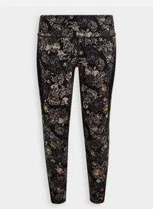 Torrid Full Length Lace Inset Legging Floral Skull Black size 0 - Picture 1 of 5