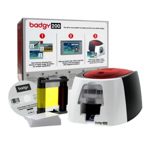 Plastic ID Card Printer Starter Kit Badgy 200 Inc Software, Ribbon & Cards - Picture 1 of 4