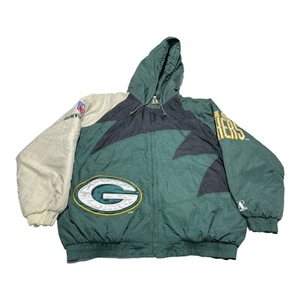 VTG 90s Logo Athletic Green Bay Packers NFL Pro Line Sharktooth Puffer Jacket XL - Picture 1 of 8