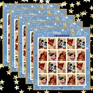 #3865-3868 The Art of Disney Friendship | 5 Sheets x 20 = 100 Stamps 37¢ FV$37 - Picture 1 of 5