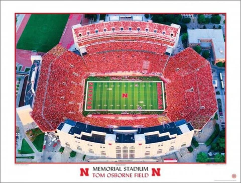 Nebraska Huskers Football Stadium Aerial View SEA OF RED Premium POSTER Print Cover