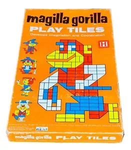 MAGILLA GORILLA PLAY TILES VTG 1964 Halsam Pegboard Design Toy in Box Shapes #22 - Picture 1 of 9