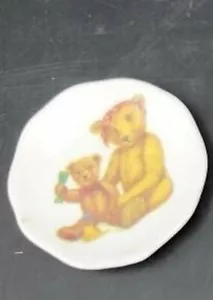 Staffordshire England Fine Bone China Miniature Plate Bears 2.25" 19th Century - Picture 1 of 3