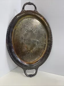 Antico vassoio da portata vintage Rogers Bros maggiordomo 20" L 13,5 W 1780 OVALE - Foto 1 di 8