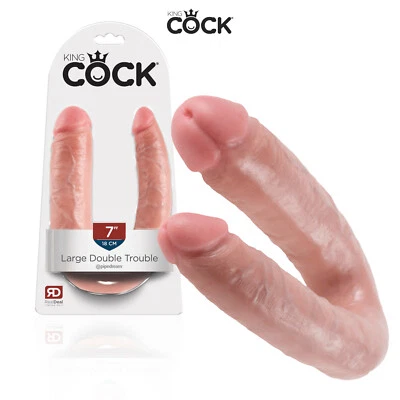 PIPEDREAM King Cock 7" Double Trouble, Doppia Penetrazione Dildo Realistico Vaginale Anale