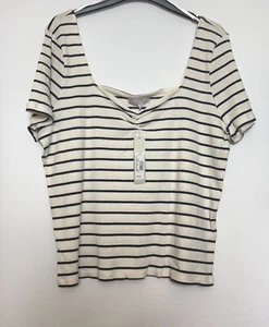BNWT Red Herring Striped Square Neck Top Size 20 - Picture 1 of 6