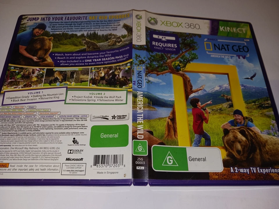 KINECT NAT GEO TV AMERICA THE WILD (2 DISC) (XBOX 360 GAME, G) (182068 A) - Image 1 of 4