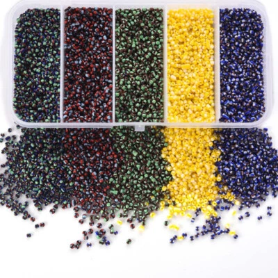 90g 2mm Halloween Mix 1 Striped Glass Seed Bead Box - Beading Jewellery Making - Image 1 of 4