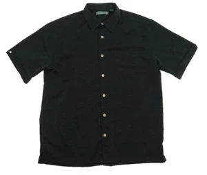 Cubavera Shirt Men Large Black Camp Collar Button Up Hawaiian Casual - Picture 1 of 6