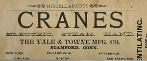 Anuncio impreso vintage Stamford Connecticut Yale Towne Manufacturing Co Machinery 1894 - Imagen 1 de 2