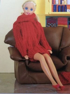 Home Print Knitting Pattern Barbie Sindy Doll’s Clothes Dress Scarf Handbag 0378 - Image 1 of 2