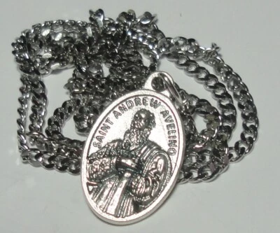 St Andrew Avellino Holy Medal on 24" Chain - Patron of Stroke Victims & Lawyers - Image 1 of 2