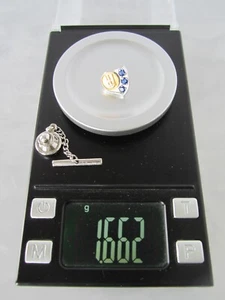 BEAUTIFUL VTG FULLY HALLMARKED 14K SOLID GOLD GENUINE BLUE SAPPHIRE TIE TACK PIN - Picture 1 of 20