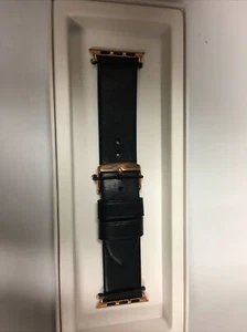 Nomad Blue Leather Strap Rose Gold Lugs 38mm 40mm Apple Watch Band 5613417-03 - Picture 1 of 4
