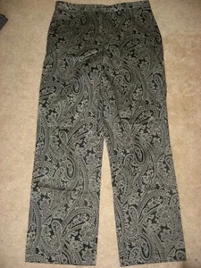 Womens Black Patterned LIZ CLAIBORNE Cosette Stretch Cotton Pants 8 Petite - Picture 1 of 2