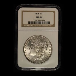 1898 $1 Morgan Silver Dollar NGC MS64 - Old Brown Label - Free Shipping USA - Picture 1 of 3