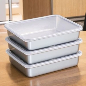 1xStainless Steel Baking Tray With Lid Food Storage Pan Dish Oven Tray Container - Picture 1 of 10