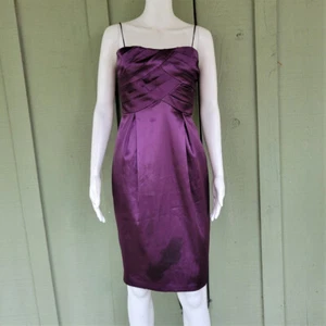 New JESSICA HOWARD Plum Purple Satin Pleated Top Dress 8 - Picture 1 of 4