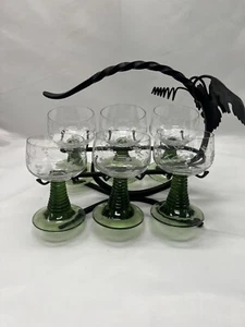 Vintage Wine Glasses with iron carrier - Picture 1 of 6