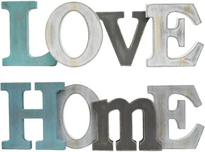 Wooden Letters Sign Decorative Wood Block Signs Freestanding Word Home Decor  - Picture 1 of 64