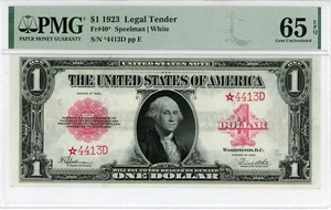 1923 $1 Legal Tender Star Note Speelman | White Fr#40* 65 EPQ PMG 2382394-004 - Picture 1 of 2