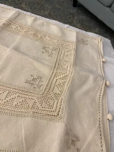 Antiker italienischer Kissenbezug Leinen Stickerei I - Bild 1 von 6