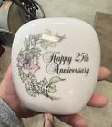 Enesco Happy 25Th Anniversary Small Vase Vintage 1983 Made In Japan Flowers