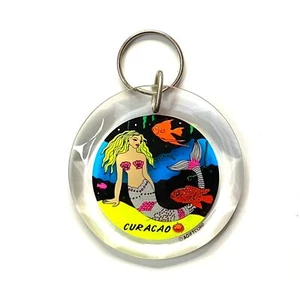 Vintage Curaçao Travel Souvenir Keychain Clear Acrylic Unisex Collectible - Picture 1 of 2