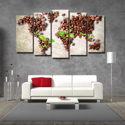 World Map Set Of 5 Pcs Puzzle Thin Canvas Poster Art Home Bar Wall Decor 14 - Image 1 of 4