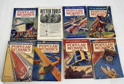 Vintage Popular Mechanics Lot (1936–1941) 8 Issues WWII Era Pre-War Magazines Foto 1 de 4