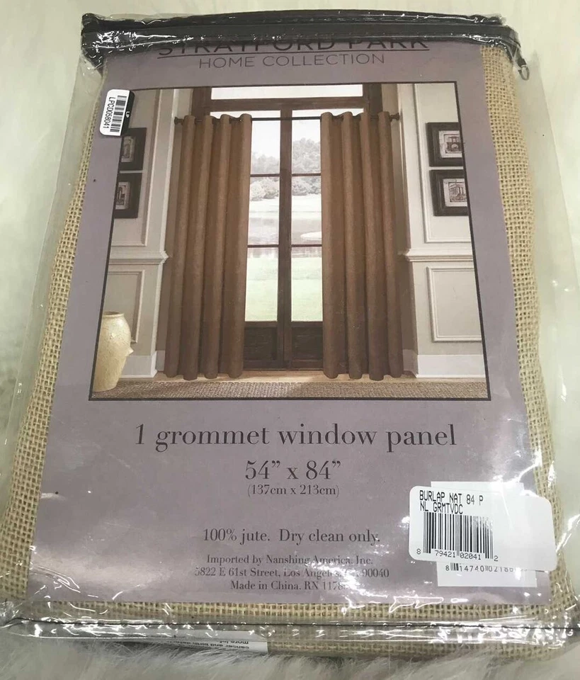 Burlap Single 54 x 84 Inch Panel by Park Designs Stanford 1 grommet window - Image 1 of 2