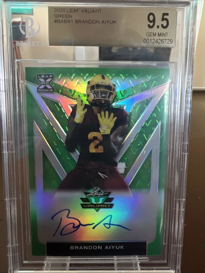 2020 Leaf Valiant GRN  BRANDON AIYUK Rookie RC Auto /75 BGS 9.5/10 49ERS POP 16 - Image 1 of 3