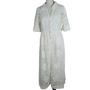 Vestido Anthropologie Maeve Ojales Encaje Mujer 12 Blanco Espalda Abierta Boho Cottagecore - Imagen 1 de 13