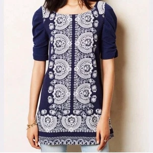 Anthropology Akemi+Kin Manet Tunika Minikleid Damen Gr. XS Navy Weiß Boho - Bild 1 von 8