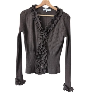 Cárdigan suéter Anne Fontaine cuello en V manga larga marrón top para mujer FR 42, US 8 - Imagen 1 de 9