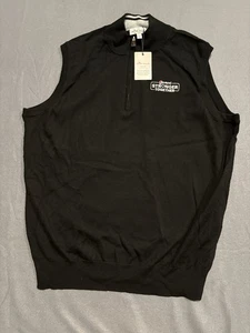 Peter Millar Suéter Pullover Chaleco Para Hombres Grande Negro Cuarto Cremallera Pepsi Lana Seda - Imagen 1 de 8