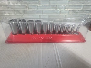 Snap On Tools USA 201SF 11pc 3/8" Drive SAE 12 Point Deep Chrome Socket Set NEW - Picture 1 of 8
