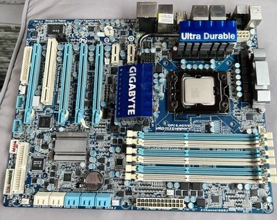 GIGABYTE GA-X58A-UD3R Motherboard Intel i7-930 cpu UNTESTED So Spare Or Repairs - Image 1 of 4