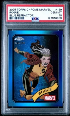 2025 Topps Marvel Chrome Rogue #189 Blue Refractor /299 PSA 10 Low Pop - Image 1 of 2