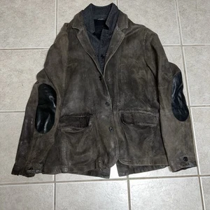 ALLSAINTS Survey Double Layered Leather Blazer Jacket Men’s Xl - Picture 1 of 17