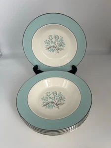 Menge 6 Vintage 1950er Sevron blaue Spitze 8 1/4" Rand Suppenschüsseln 1F - Bild 1 von 3