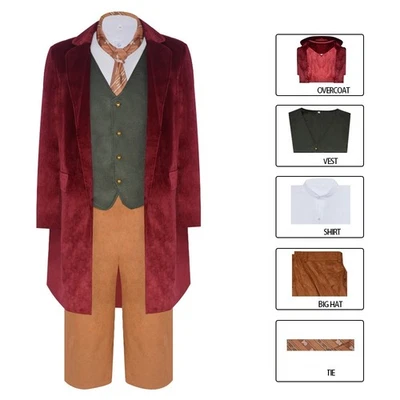The Hobbit Bilbo Baggins Coat Shirt Top Vest Pants Cosplay Costume - Image 1 of 4