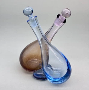 VETRO SOFFIATO VINTAGE BOTTIGLIA DOPPIA INTRECCIATA OLIO ACETO - MURANO ??? - Foto 1 di 23