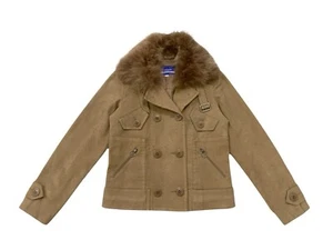 Burberry Blue label Women Biker Jacket Size 38 With Fur Collar - Picture 1 of 17