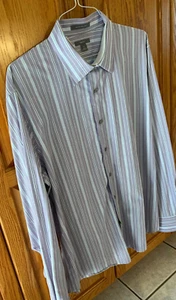APT 9 Men's Dress Shirt XL Purple Stripe Long Sleeve Cotton - Picture 1 of 5