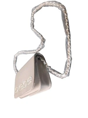 Bolso Bandolera Bebe Correa de Cadena Beige con Logo Dorado Imitación Cuero Foto 1 de 4