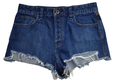 Pantalones Cortos Free People Talla 31 Jean Fray Dobladillo Mini Denim Botón Mosca - Nuevos Sin Etiquetas Foto 1 de 4