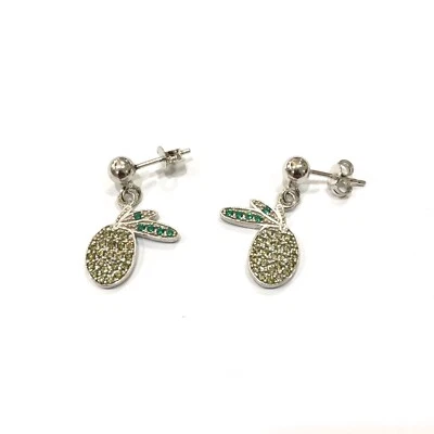 Orecchini pendenti "Ulivo del Salento" in argento e brillanti - Immagine 1 di 3