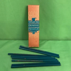Vintage Eagle Graphite Drawing Super Bonded Pencils Turquoise 5H, 8 in box - Picture 1 of 19